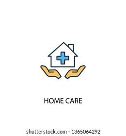 home care concept 2 colored line icon. Simple yellow and blue element illustration. home care concept outline symbol design