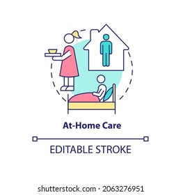 At home care concept icon. Pneumonia treatment abstract idea thin line illustration. Home quarantine. Skilled caregiver. Coronavirus precaution. Vector isolated outline color drawing. Editable stroke