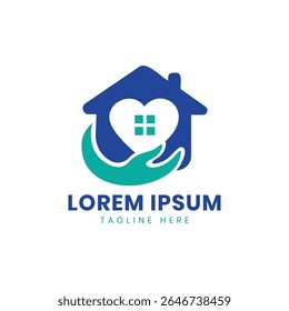 Home care creative logo design house hand heart shape concept