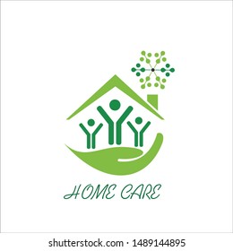 Home Care Design vector image. Green house design logo