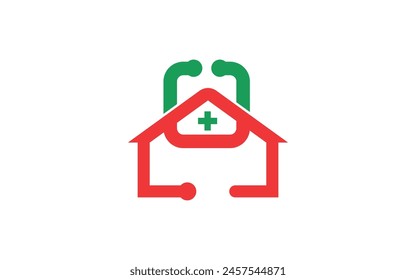 Home Care Doctor Logo sign icon symbol Design. Medical Stethoscope Health care Logotype. Vector illustration template