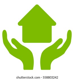 Home Care Hands vector icon. Flat eco green symbol. Pictogram is isolated on a white background. Designed for web and software interfaces.