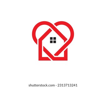 Home Care or Heart with Home Logo Concept icon sign symbol Element Design. Love, Health Care, House, Real Estate, Realtor, Mortgage, Charity Logotype. Vector illustration template