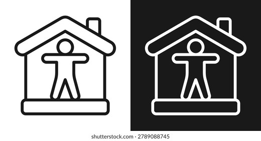 Home Care Icon In Black And White Line Style