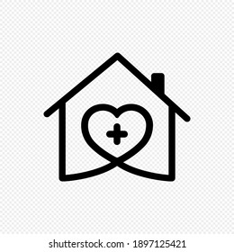 Home care icon. Medical house logo. Vector on isolated transparent background. EPS 10