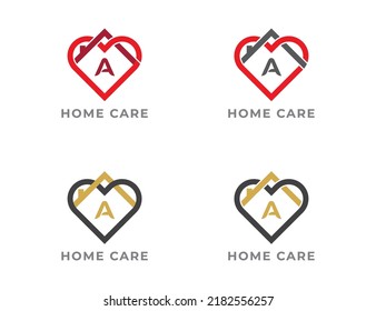 Home Care Logo Concept sign icon symbol Design with Letter A. Medical Health Care logo Design. Vector illustration logo template