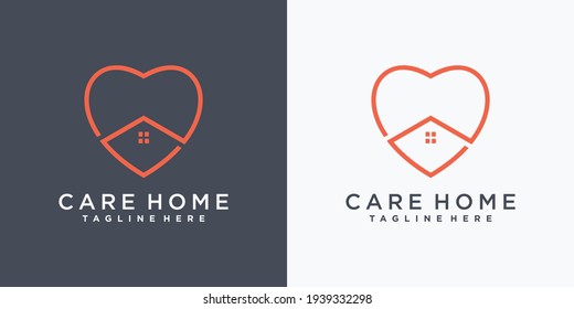 Home care logo design with creative love concept