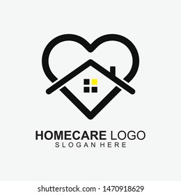 Home Care Logo Design. Organize Home Logo Design. Home And Love  Icon. Modern Design. Vector Illustration. Flat Logo. Home And Love