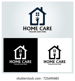 Home care logo design template. hand logo. Vector illustration