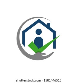 home care logo design vector. helping hand and house symbol graphic concept