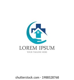 logotipo de atención domiciliaria diseño símbolo vectorial símbolo logotipo de House Care Plantilla, logotipo de la casa médica