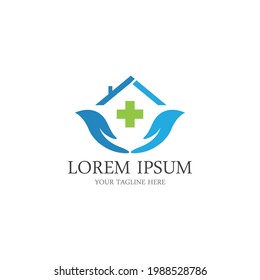 home care logo design vector icon symbol House Care logo Template, Medical House Logo