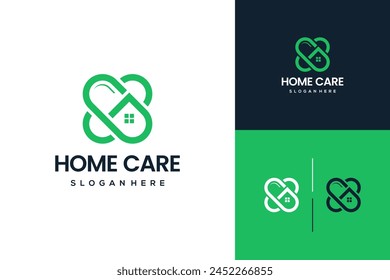 Home care logo design vector template premium vector