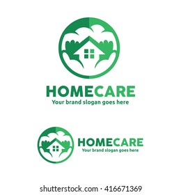 Home Care Logo, Home support Logo, Home and hands Sign