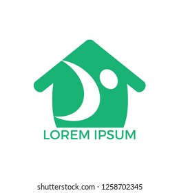 Home care logo vector logo design. Vector man and house logo concept. 