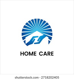 Home Care Logo Vector Icon with Helping Hands and House Symbol Representing Protection Support Trust and Residential Care Isolated on White Background