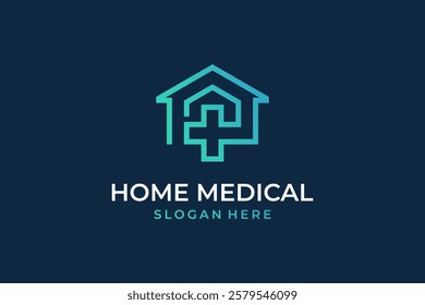 home care medical line art logo design
