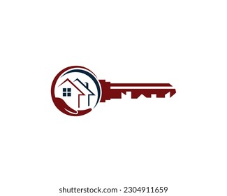 Home Care And  Real Estate Key Logo Icon Design Modern Vector Illustration.