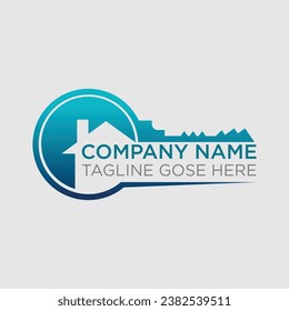 Home Care And Real Estate Key Logo Icon Design Modern Vector Illustration, House Key Vector Logo Template. A modern house logo with keys for real estate related business and services,Abstract reality.