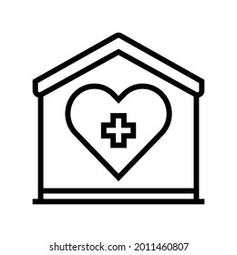 Home Care Service Line Icon Vector. Home Care Service Sign. Isolated Contour Symbol Black Illustration