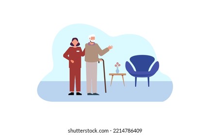 Pflegedienste für ältere Menschen mit Behinderung - Illustration