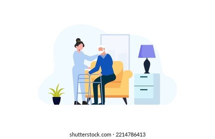 Pflegedienste für ältere Menschen mit Behinderung - Illustration