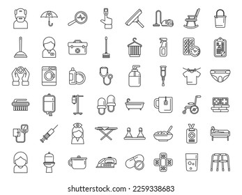 Home care services icons set outline vector. Care senior. Patient