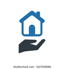 Home care vector icon in blue gray color