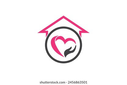 Ilustración de diseño de ícono de Vector de cuidado en casa Pro Vector