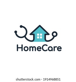 Home care vector logo template. This design use stethoscope symbol. Suitable for health.