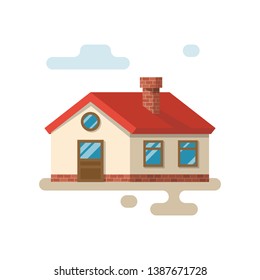 Home cartoon icon. House vector illustration flat design. Isolated on white background. Can be used as a web template object.