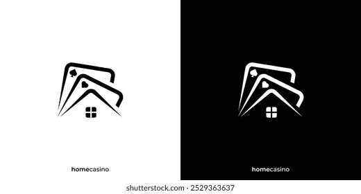 Home Casino Logo. Home House and Playing Card with Minimalist Style. Poker House Logo, Icon, Symbol, Vector, Design Inspiation.