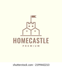 home castle and flag logo design