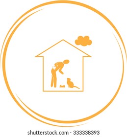 home cat. Internet button. Vector icon.