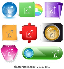 Home cat. Vector internet buttons.