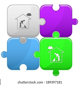 Home cat. Vector puzzle.