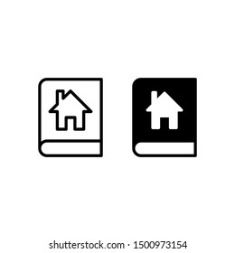 Home catalog book icon. With outline and glyph style