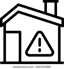 Home caution real estate icon with black outline style. caution, home, sign, symbol, isolated, protection, line. Vector Illustration