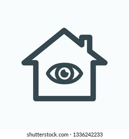 Home CCTV systems isolated icon, house surveillance system linear icon