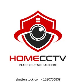 Home cctv vector logo template. This design use camera and shield symbol. Suitale for security.