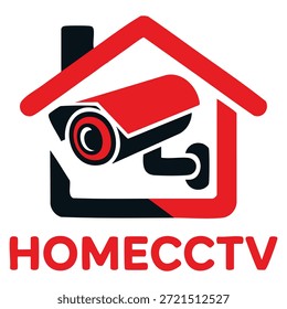 Home CCTV vector logo template combining camera and house symbol perfect for technology brands surveillance security systems and smart home device identity themes