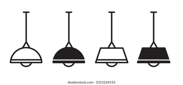 Home ceiling lamp icon set. 