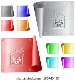 Feiern zu Hause. Vektormetalloberfläche.