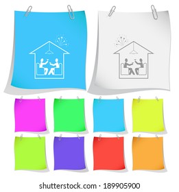 Home celebration. Vector note papers.