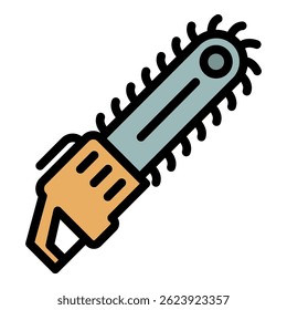 Home chainsaw icon. Outline home chainsaw vector icon color flat isolated