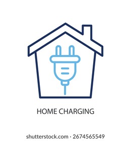 Home charging thin line vector icons.