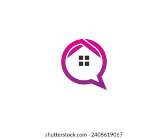 Home Chat Bubble Real Estate Logo Concept Symbol Symbol Design Element. Beratung, Beratung, Realtor, Hypothekenart. Vektorgrafik-Vorlage