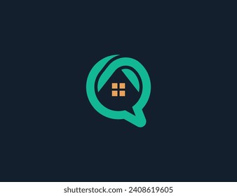 Home Chat Bubble Real Estate Logo Concept sign icon symbol Design Element. Consultation, Consulting, Realtor, Mortgage Logotype. Vector illustration template