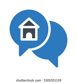 home chat glyph color vector icon