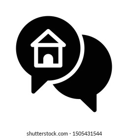 home chat glyph flat vector icon